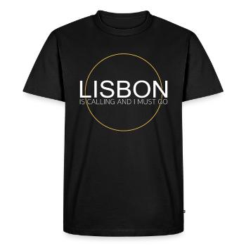 Citation de Lisbonne - T-shirt Premium bio Homme - noir - Devant - Nico (187cm)