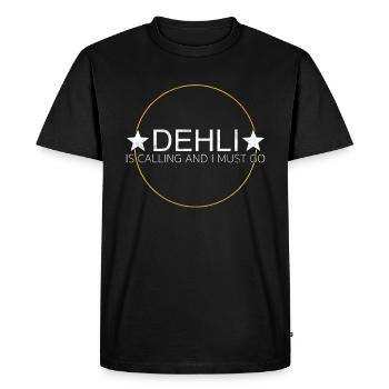 Delhi Slogan - Men's Premium Organic T-Shirt - black - Front - Nico (187cm)
