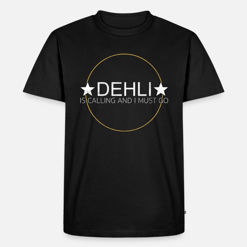 dehli spruch - Männer Premium Bio T-Shirt - Schwarz