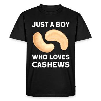 Juste un garçon qui aime les noix de cajou - T-shirt Premium bio Homme - noir - Devant - Nico (187cm)