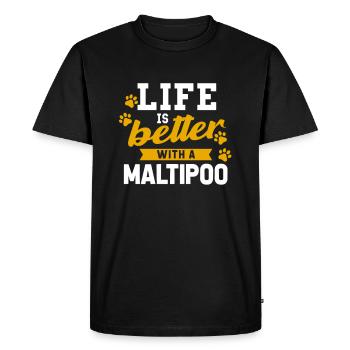 Cadeau de chien de la famille Maltipoo - T-shirt Premium bio Homme - noir - Devant - Nico (187cm)