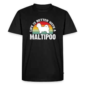 Cadeau de chien de la famille Maltipoo - T-shirt Premium bio Homme - noir - Devant - Nico (187cm)