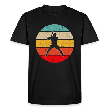 Baseball Retro Logo - Men's Premium Organic T-Shirt - black - Front - Nico (187cm)