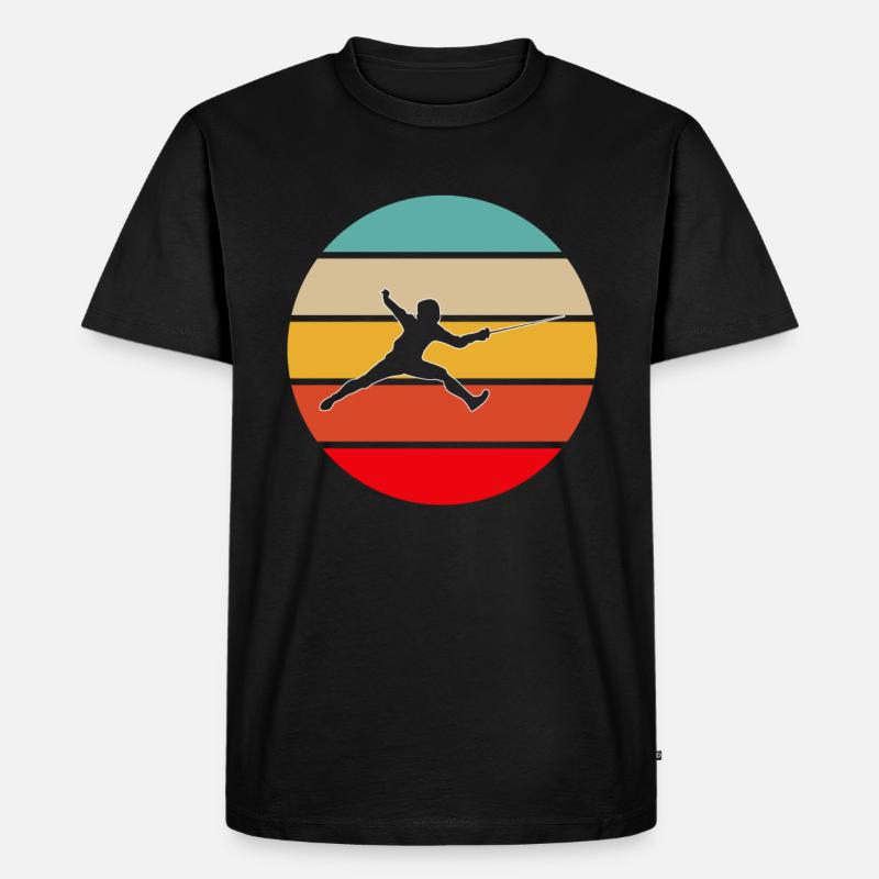Fechten Retro - Männer Premium Bio T-Shirt - Schwarz