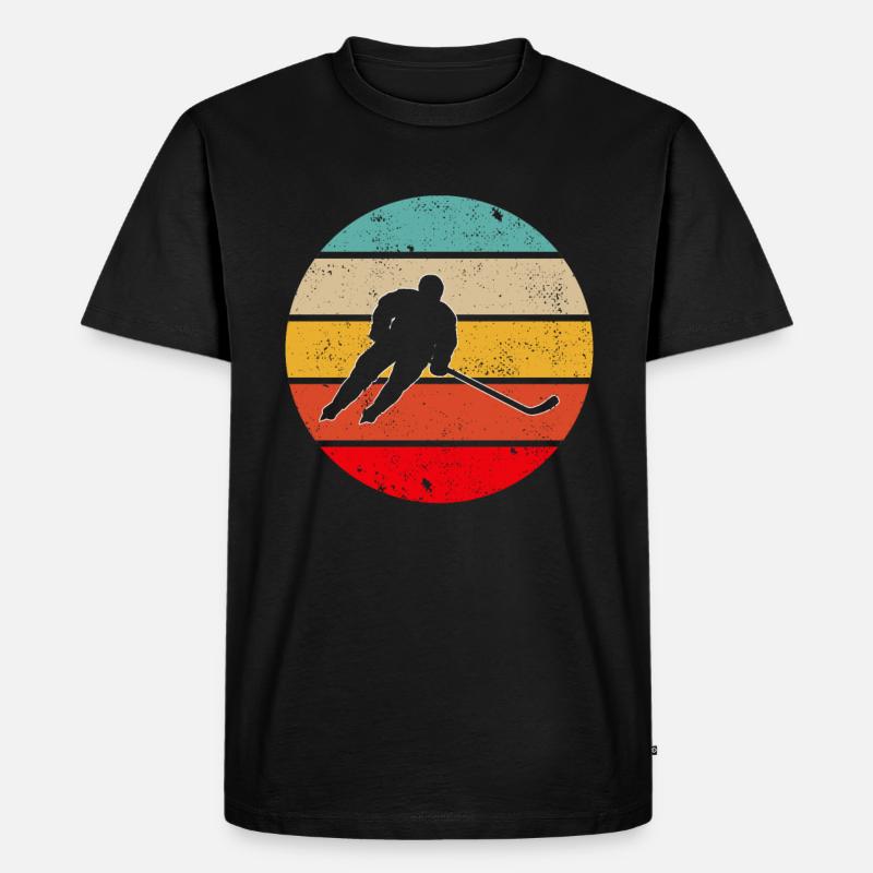 Eishockey Retro - Männer Premium Bio T-Shirt - Schwarz