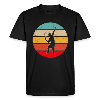Tennis Rétro - T-shirt Premium bio Homme - noir - Devant - Nico (187cm)