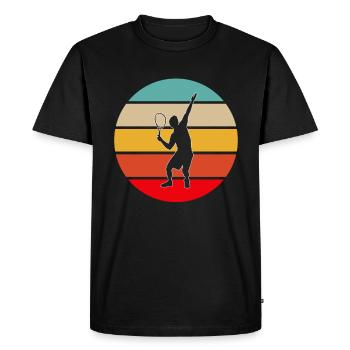 Tennis Rétro - T-shirt Premium bio Homme - noir - Devant - Nico (187cm)