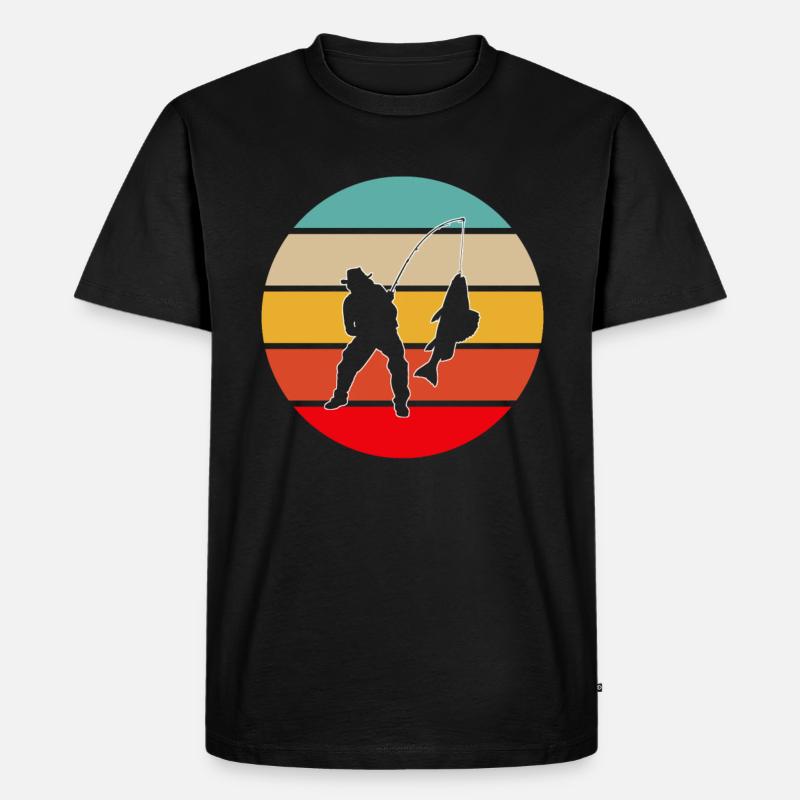 Angeln Retro - Männer Premium Bio T-Shirt - Schwarz