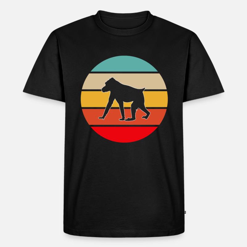 Affe Retro - Männer Premium Bio T-Shirt - Schwarz