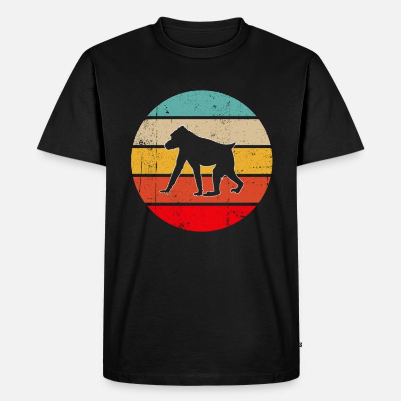 Affe Retro - Männer Premium Bio T-Shirt - Schwarz