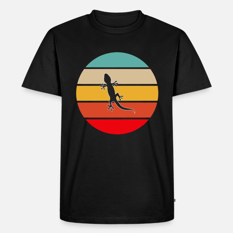 Eidechse Retro - Männer Premium Bio T-Shirt - Schwarz