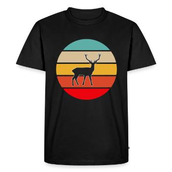 Hirsch Retro - Men's Premium Organic T-Shirt - black - Front - Nico (187cm)