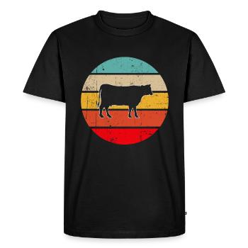 Kuh Rind Retro - Männer Premium Bio T-Shirt - Schwarz - Vorne - Nico (187cm)