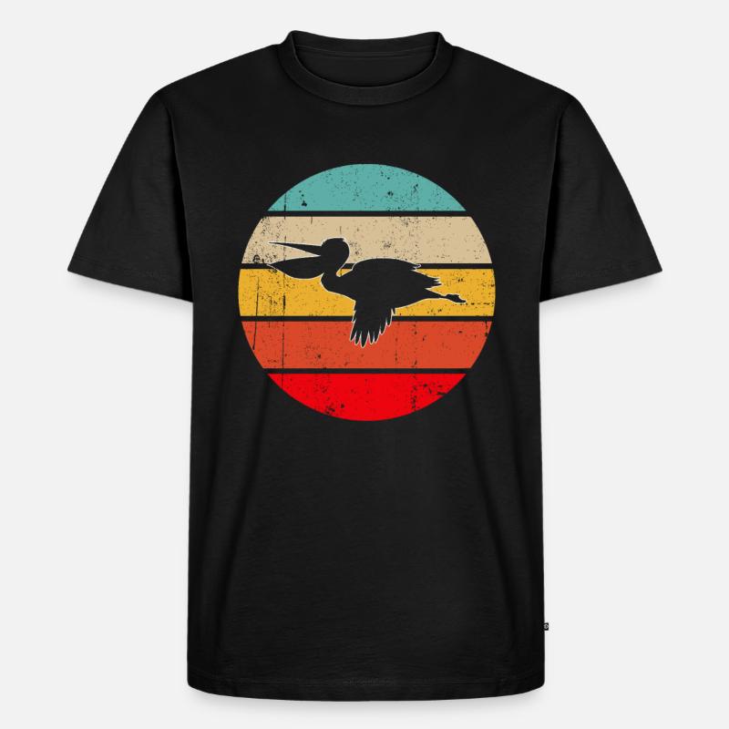 Pelikan Retro - Männer Premium Bio T-Shirt - Schwarz