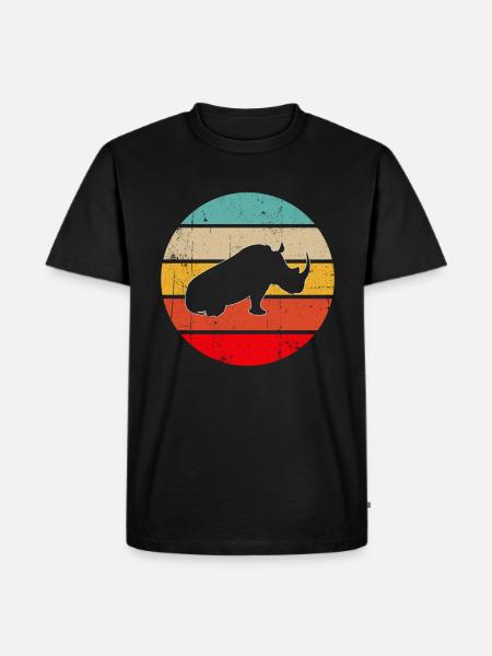 Nashorn Retro - Männer Premium Bio T-Shirt - Schwarz