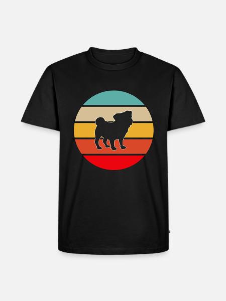 Mops Retro - Männer Premium Bio T-Shirt - Schwarz