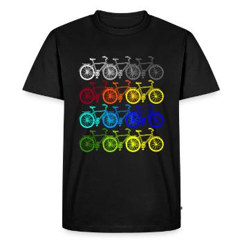 Colorful Bicycles Retro Wheel Cyclist - Men's Premium Organic T-Shirt - black - Front - Nico (187cm)