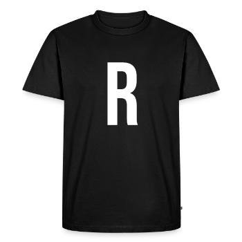 R Letter Number Symbol Alphabet Initial - Men's Premium Organic T-Shirt - black - Front - Nico (187cm)