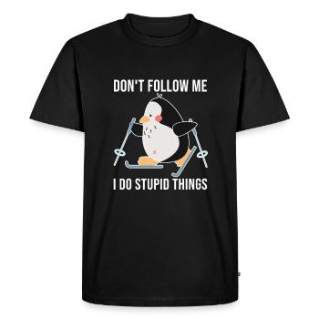 Dont Follow Me Skiing Winter Snow Christmas Ski - Men's Premium Organic T-Shirt - black - Front - Nico (187cm)