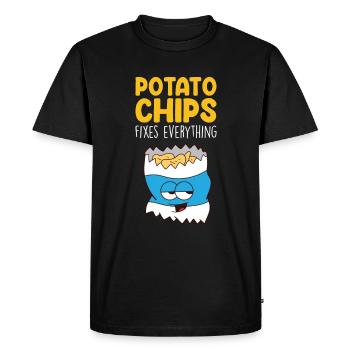Potato Chips répare tout Chips - T-shirt Premium bio Homme - noir - Devant - Nico (187cm)