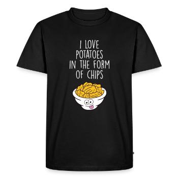 J’aime les pommes de terre sous forme de chips Chips Chips - T-shirt Premium bio Homme - noir - Devant - Nico (187cm)