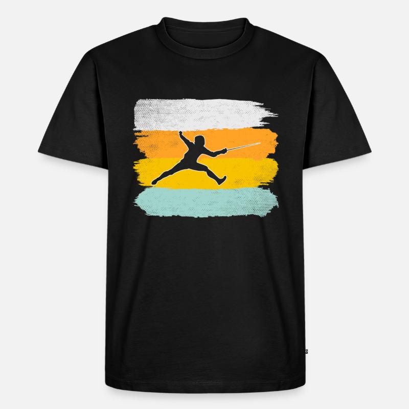 Fechten Retro - Männer Premium Bio T-Shirt - Schwarz