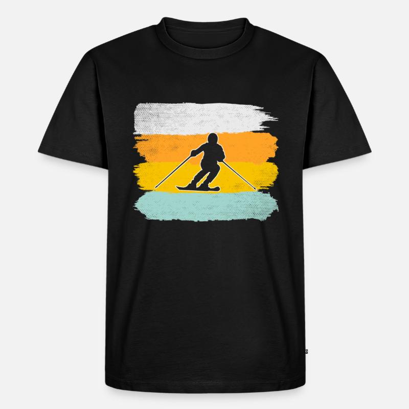 Ski Retro - Männer Premium Bio T-Shirt - Schwarz