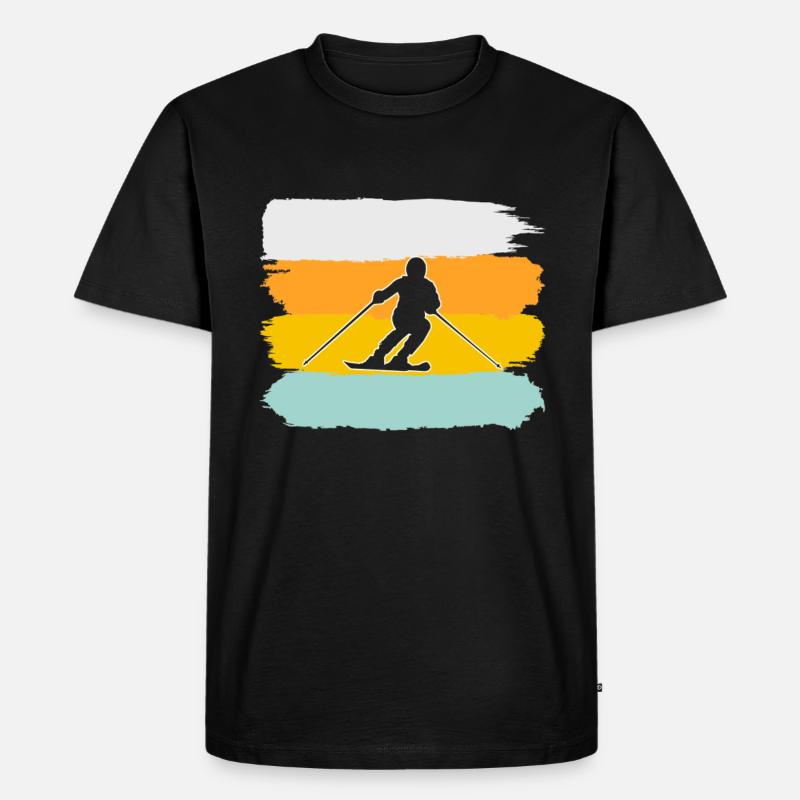 Ski Retro - Männer Premium Bio T-Shirt - Schwarz