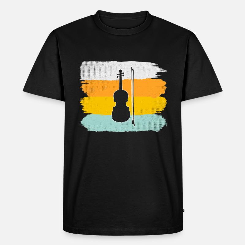 Geige Retro - Männer Premium Bio T-Shirt - Schwarz