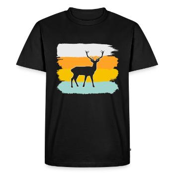 Hirsch Retro - Men's Premium Organic T-Shirt - black - Front - Nico (187cm)