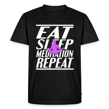 Manger dormir Méditer - T-shirt Premium bio Homme - noir - Devant - Nico (187cm)