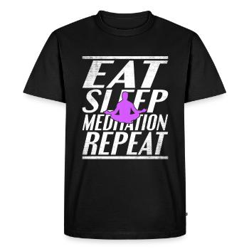 Manger dormir Méditer - T-shirt Premium bio Homme - noir - Devant - Nico (187cm)