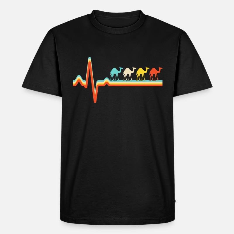 kamel retro herzschlag - Männer Premium Bio T-Shirt - Schwarz