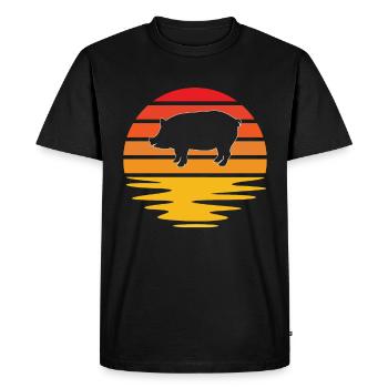 Pork Retro - Men's Premium Organic T-Shirt - black - Front - Nico (187cm)