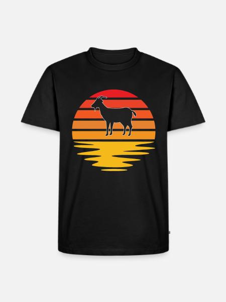 Ziege Retro - Männer Premium Bio T-Shirt - Schwarz