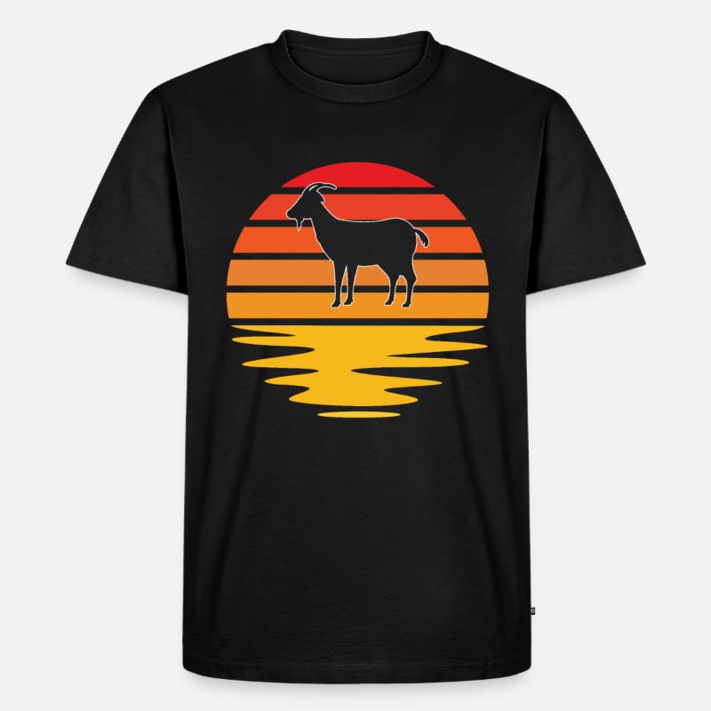 Ziege Retro - Männer Premium Bio T-Shirt - Schwarz