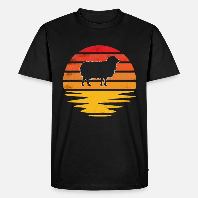 Schaf Retro - Männer Premium Bio T-Shirt - Schwarz