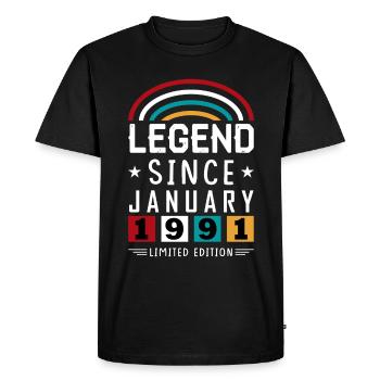 1991 Legend Since Birthday Gift January - Men's Premium Organic T-Shirt - black - Front - Nico (187cm)
