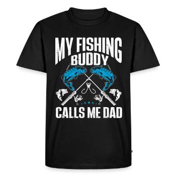 Mon compagnon de pêche m’appelle Papa Pêcheur Pêche - T-shirt Premium bio Homme - noir - Devant - Nico (187cm)