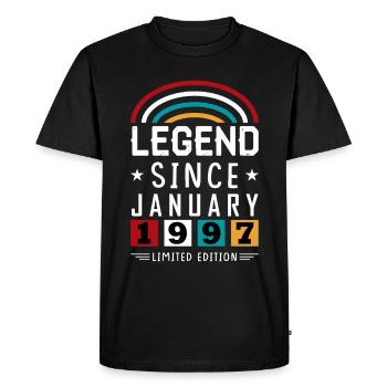 1997 Legend Since Birthday Gift January - Men's Premium Organic T-Shirt - black - Front - Nico (187cm)