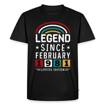 1981 Legend Since Birthday Gift Février - T-shirt Premium bio Homme - noir - Devant - Nico (187cm)