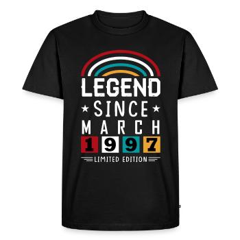 1997 Legend Since Birthday Gift March - Men's Premium Organic T-Shirt - black - Front - Nico (187cm)