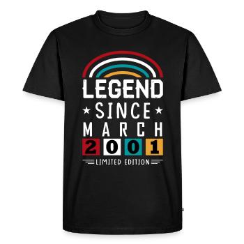 2001 Legend Since Birthday Gift March - T-shirt Premium bio Homme - noir - Devant - Nico (187cm)