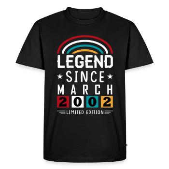 2002 Legend Since Birthday Gift March - Men's Premium Organic T-Shirt - black - Front - Nico (187cm)