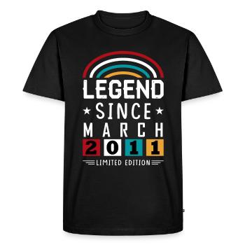 Légende 2011 depuis la marche des cadeaux d’anniversaire - T-shirt Premium bio Homme - noir - Devant - Nico (187cm)