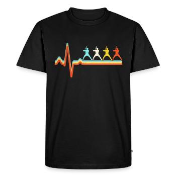 Baseball Retro Heartbeat - Men's Premium Organic T-Shirt - black - Front - Nico (187cm)