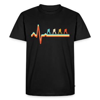 Hockey sur glace Retro Heartbeat - T-shirt Premium bio Homme - noir - Devant - Nico (187cm)