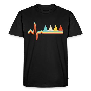 Sailing Retro Heartbeat - Men's Premium Organic T-Shirt - black - Front - Nico (187cm)