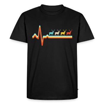 Deer Retro Heartbeat - Men's Premium Organic T-Shirt - black - Front - Nico (187cm)