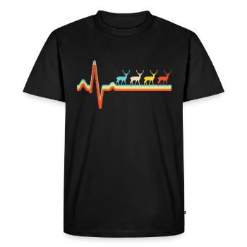 Deer Retro Heartbeat - Men's Premium Organic T-Shirt - black - Front - Nico (187cm)